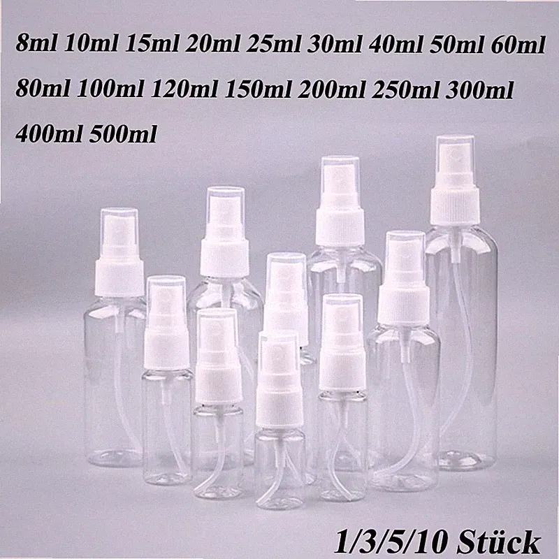 8-500ml Reise Transparent Kunststoff Parfüm&Zerstäuber Kleine Leere Sprühflasche