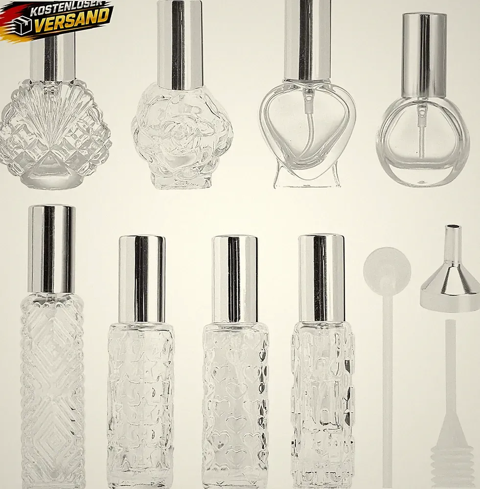 8 Stück Glas Parfümflaschen Set Nachfüllbar Reisezerstäuber 8-15 ml