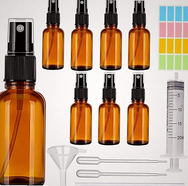 8 Stück Sprühflasche Glas, 100Ml Braunglas Sprühflaschen Zum Befüllen Tragbares