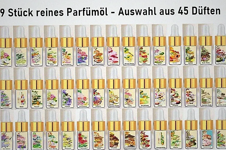 9 Stück reines Parfümöl aus Frankreich ätherische Duftöle Parfüm GP 1l = 814,44€