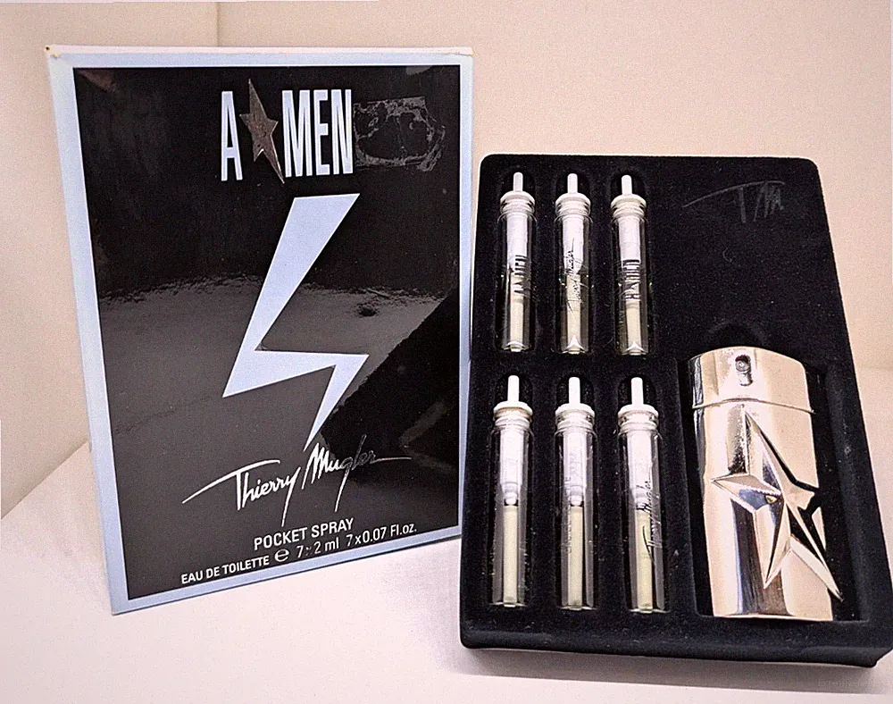 A*MEN THIERRY MUGLER POCKET SPRAY EDT 7 X 2 ML HERREN VINTAGE LIMITED EDITION