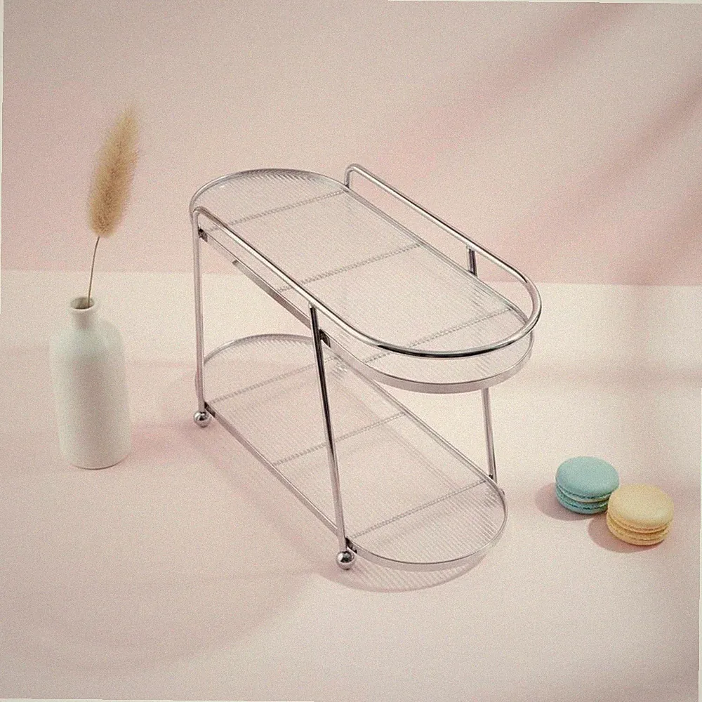 Acryl Arbeitsplatte Regal 2 Ebenen Organizer Regal für Waschtisch Parfüm Gewürz Aufbewahrung