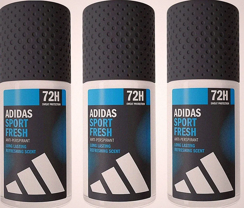 adidas SPORT FRESH Deo Roll On Deoroller 72 Stunden Antitranspirant 3x 50 ml NEU