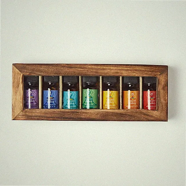 Ätherische Öle Geschenkset 7 Stück Holzkiste Aromatherapie Raumduft