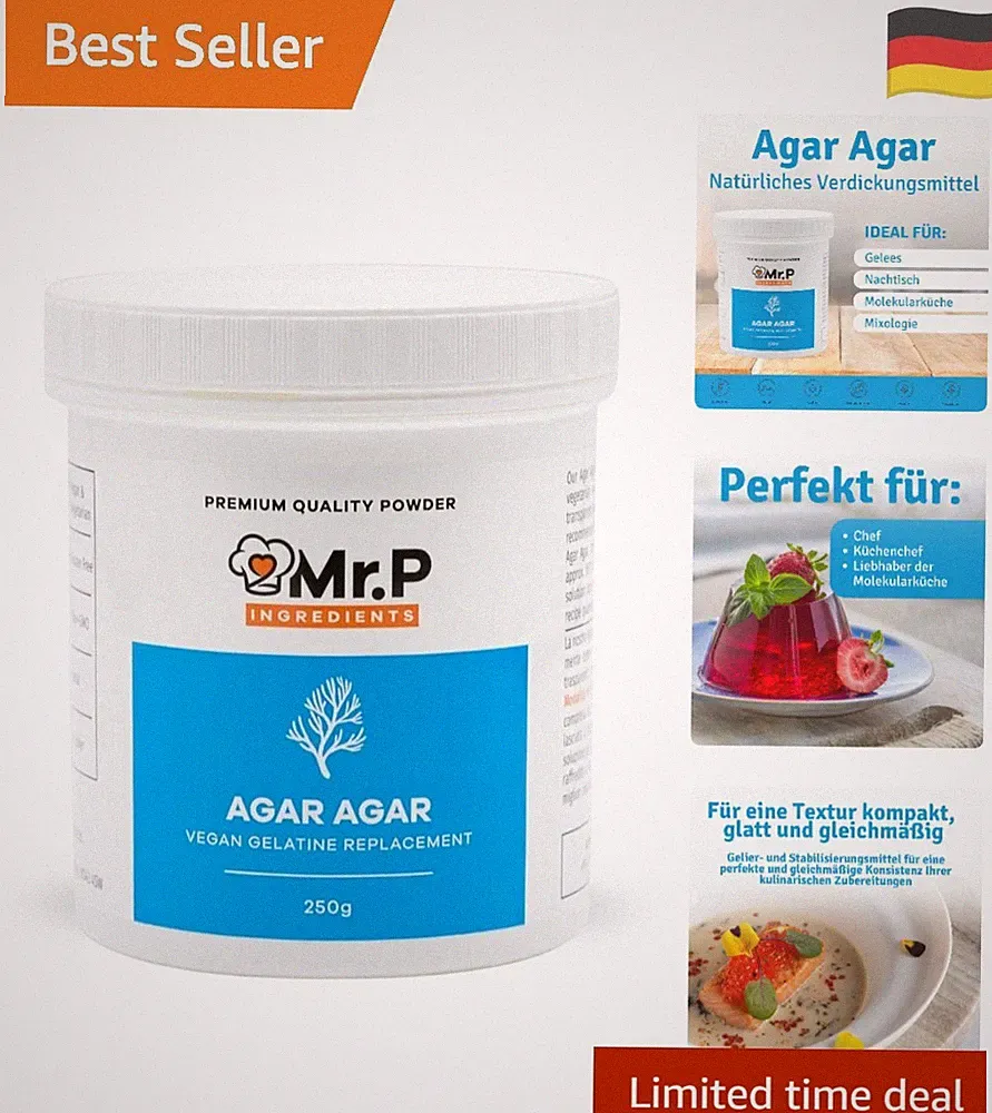 Agar Agar Pulver 250 g – Natürlicher, veganer Verdickungsstoff für Desserts