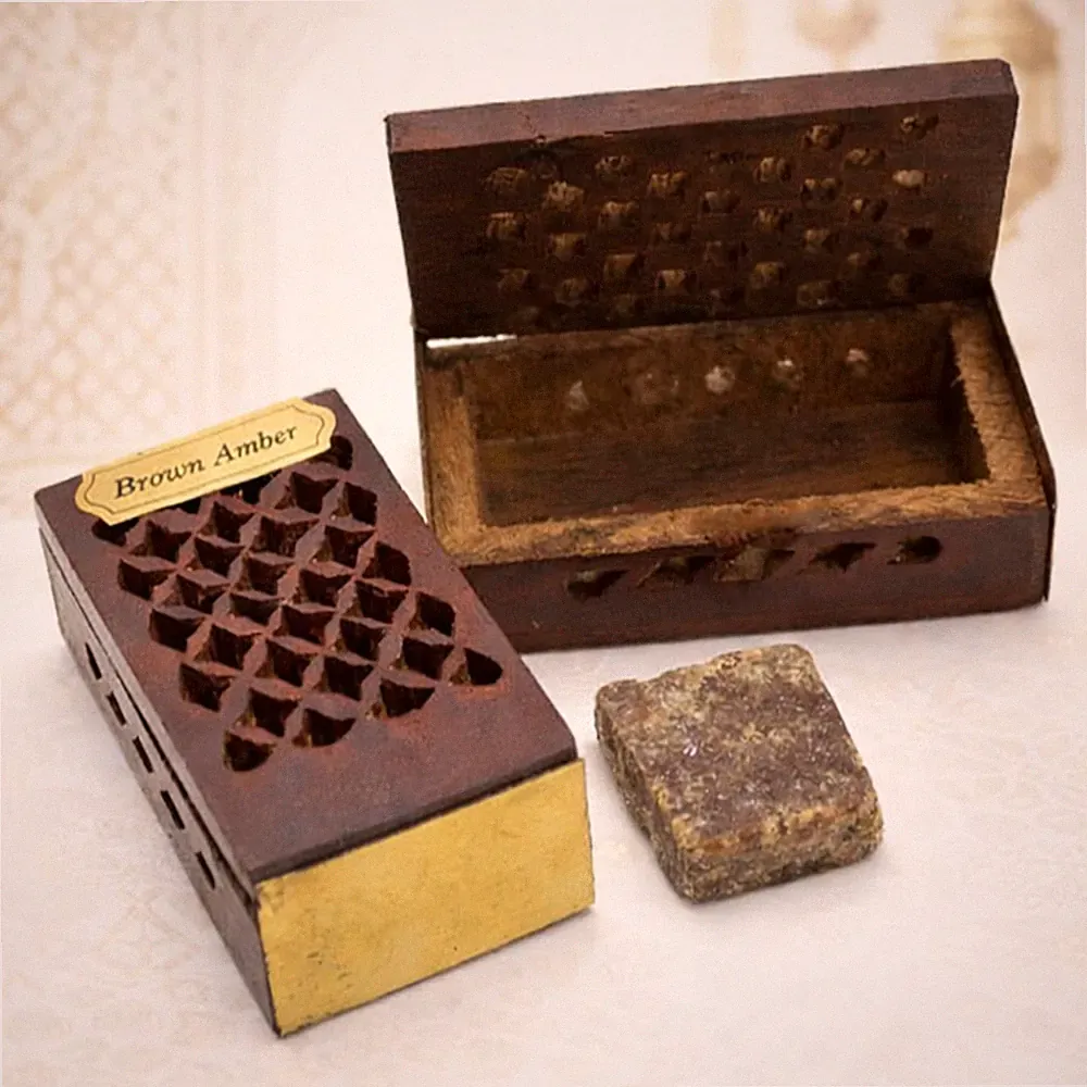 Amber Crystal Natur 100% Pflanzlich Parfum Holz Kästchen Parfüm Stein Indien