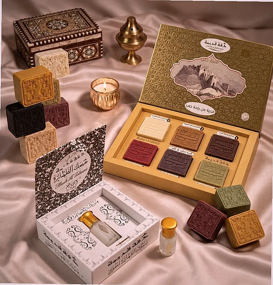Angebot: Geschenkbox mit 6 originalen Seifen + Musk Al Tahara Parfümöl (6 ml)