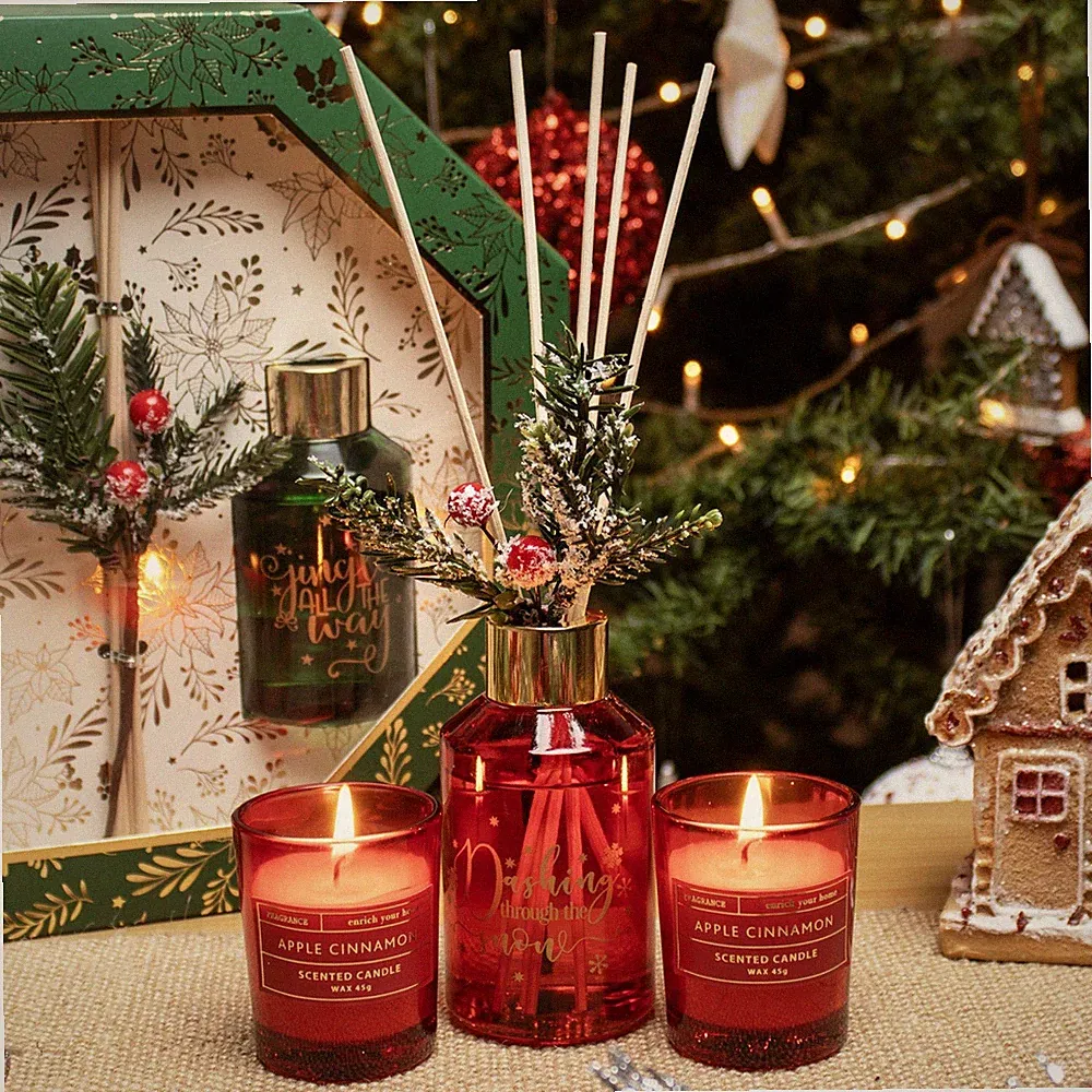 Apfel Zimt Diffuser & Kerze Set Weihnachten Duft Raumduft Geschenk Verpackt