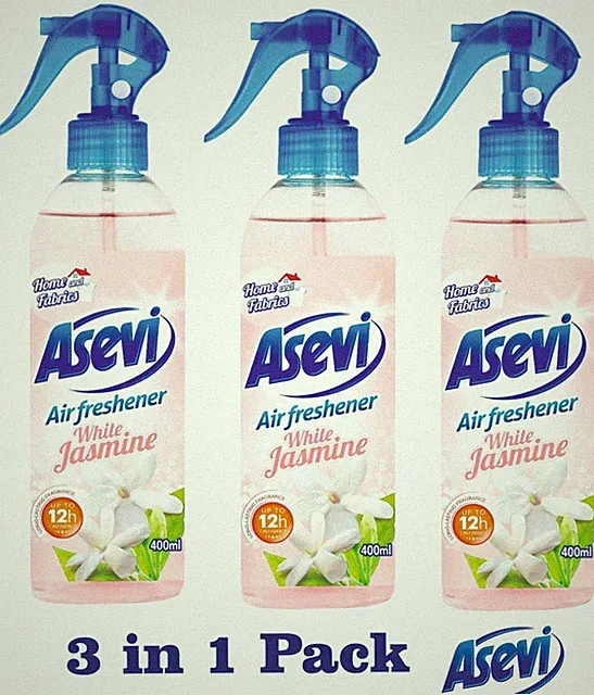 ASEVI LUFTERFRISCHER weißer Jasmin Duft 3 x400ml Spray Duft Auto Home Office