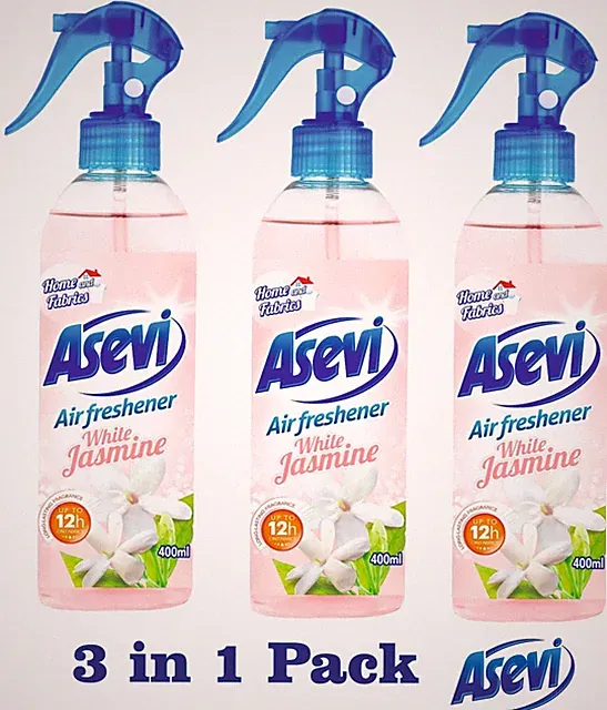 ASEVI LUFTERFRISCHER weißer Jasmin Duft 3x400ml Spray Duft Auto Home Office