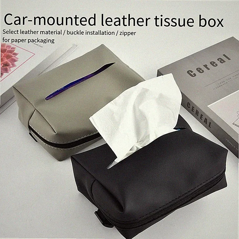 Auto Taschentuch Halter PU Leder hängende Serviette Box Sitz Rücken Organizer UK