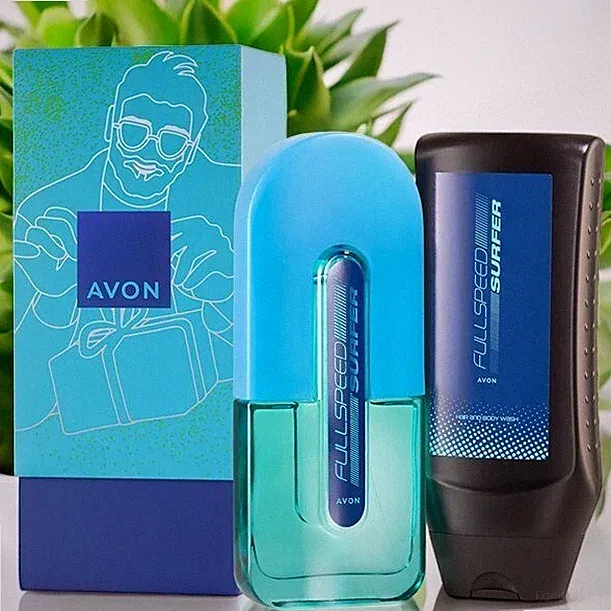 Avon FULL SPEED SURFER Herren Geschenk Set Parfum Shampoo Duschgel Holzig frisch