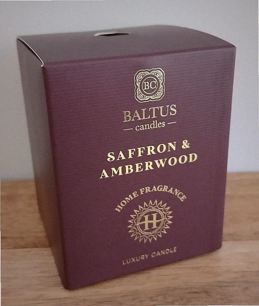 Baltus Luxus Kerze Safran und Amberwood Raumduft Brandneu Verpackt Versiegelt