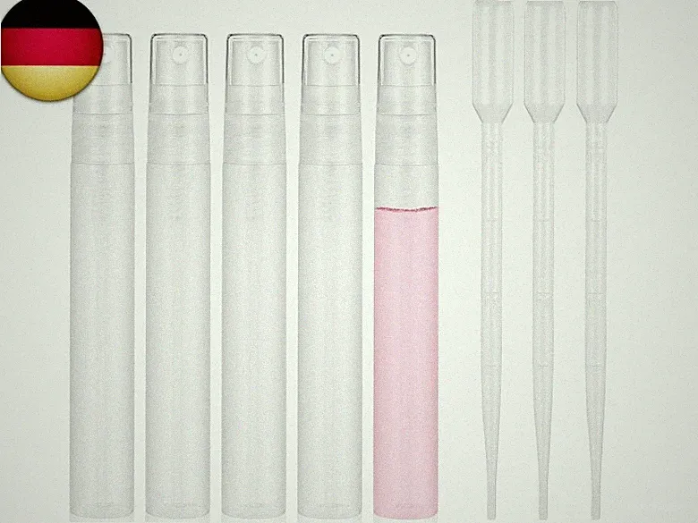 Bewudy 5 Stück 10 ml Parfümzerstäuber, Mini Sprühflasche mit 3 Stück Pipetten Kl