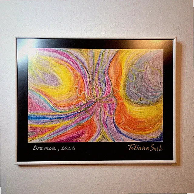 Bild 35×25 Kunst Handgemalt Original Öl Pastell Natur Unikat Gut Energie Sonne