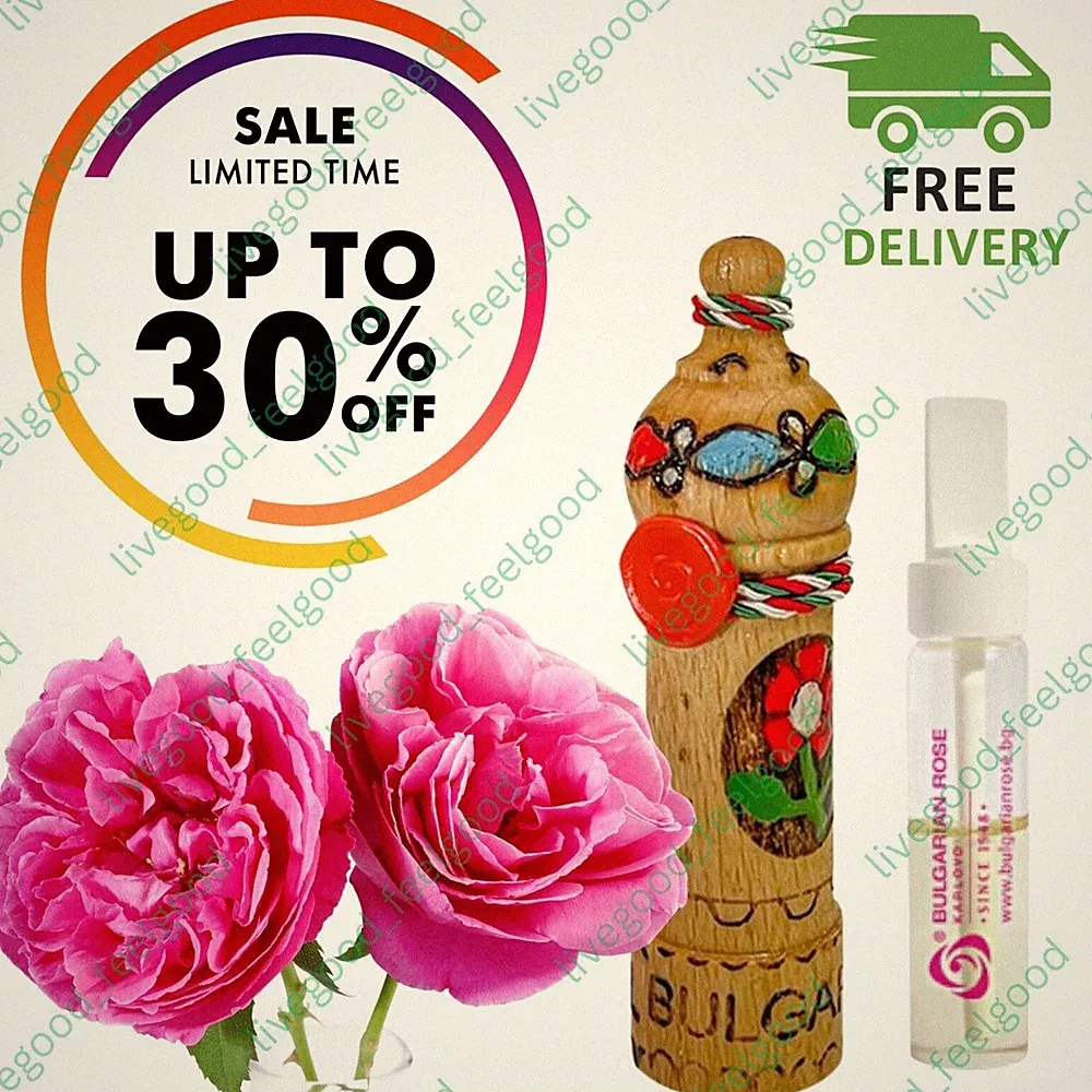 Bio 100% reines bulgarisches Rosenöl Damaszener Parfüm Essenz Souvenir 2 ml