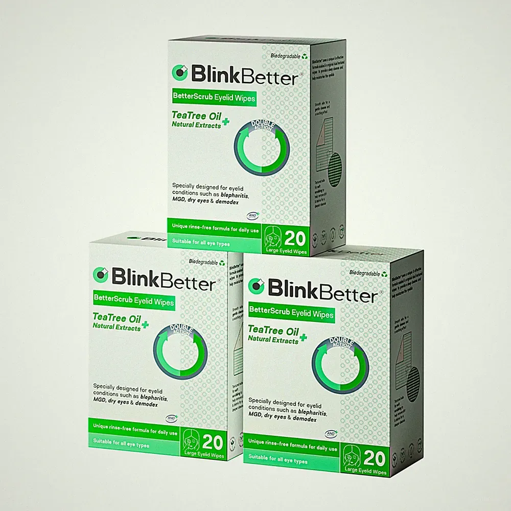 BlinkBetter Teebaumöl Augenlidtücher - 60 x natürliche Blepharitis, MGD & trockenes Auge