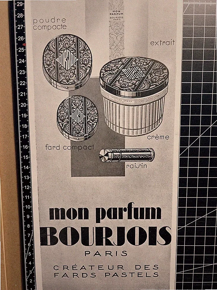 BOURJOIS MON PARFUM WERBUNG VINTAGE FRANCE 1925 ORIGINAL REKLAME PLAKAT POSTER