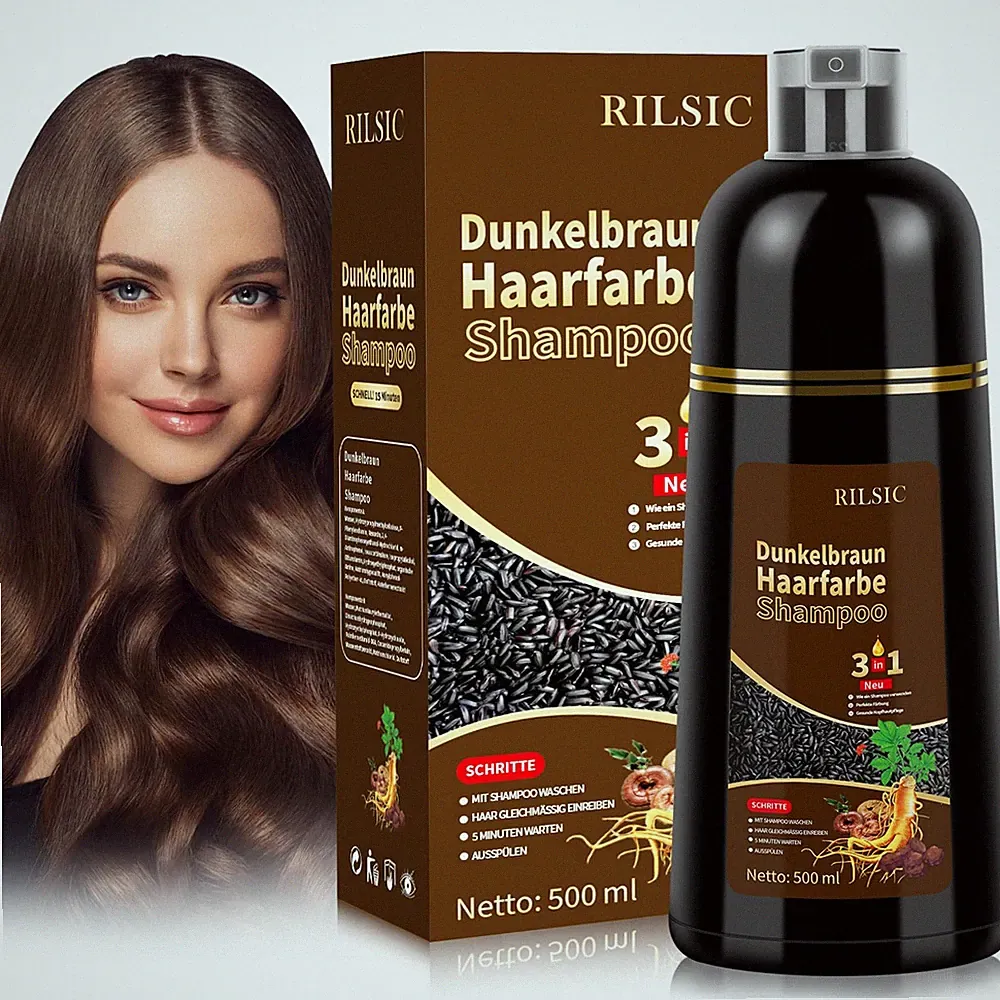 Brown Hair Dye Shampoo 3in 1, Haarfarbe Shampoo Dunkelbraun Gegen Graue Haare...