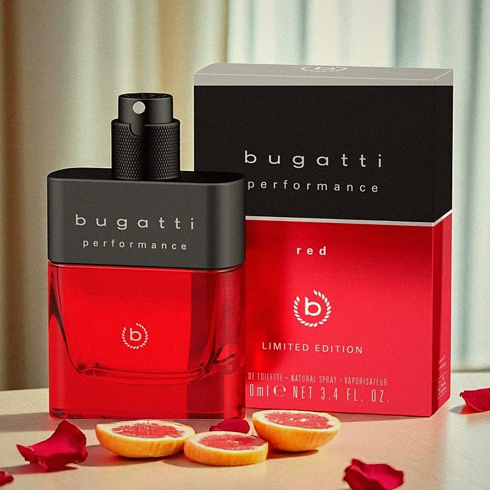 BUGATTI Herren Toilette Performance Red Grapefruit Lavendel Moschus Rose Zedern