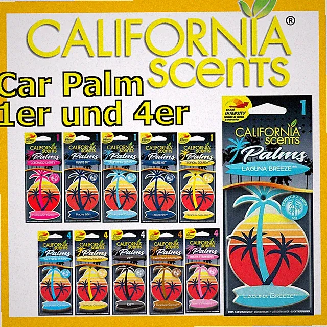 CALIFORNIA SCENTS Car Auto Palme | Lufterfrischer | VIELE DÜFTE | 1er & 4er