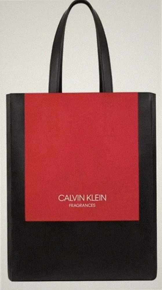 Calvin Klein Dufttasche Kunstleder schwarz & rot Tasche Einkaufstasche PS