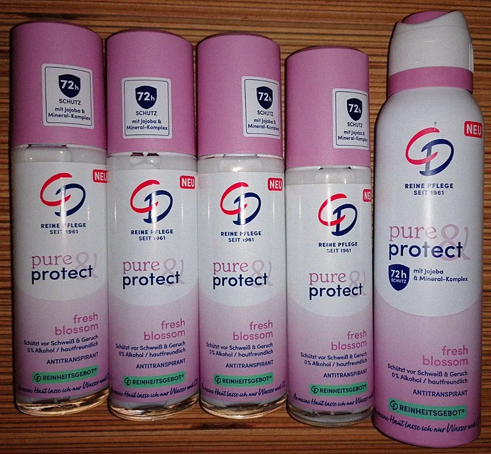CD pure & protect Antitranspirant 4x Deo Zerstäuber 1x Deospray - fresh blossom