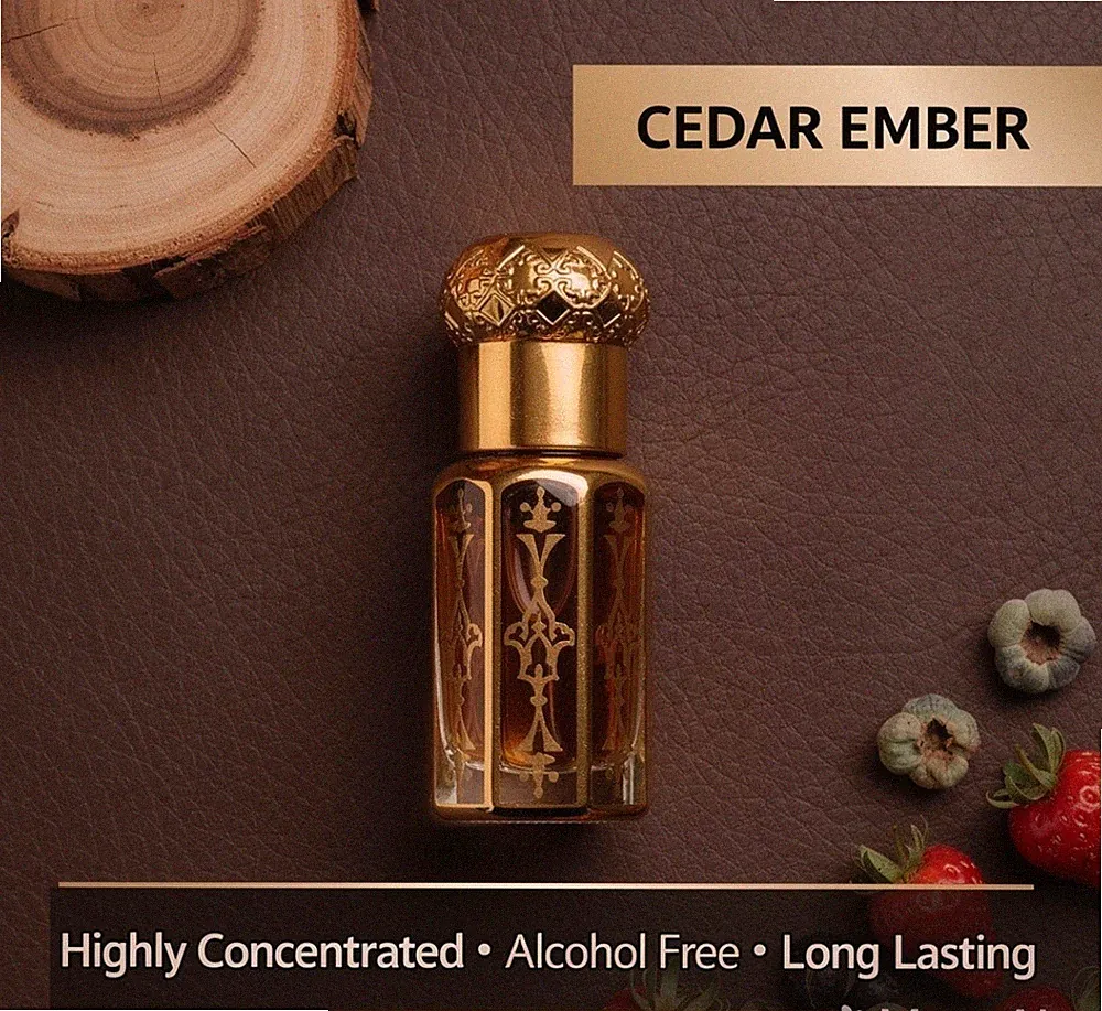 Cedar Ember Attar Parfümöl Roll On alkoholfreies holziges Leder Geschenk für...