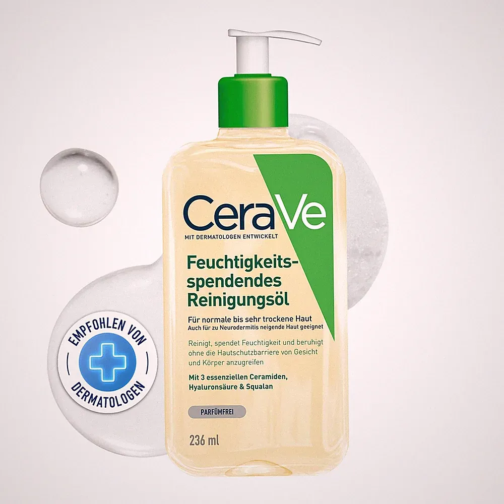 CeraVe Reinigungsöl, Sanft reinigendes Öl mit 236 ml (1er Pack), Transparent