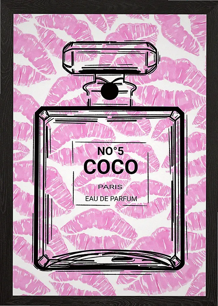 Chanel No. 5 Coco Parfüm gerahmtes Wandbild Poster Leinwanddruck Bild