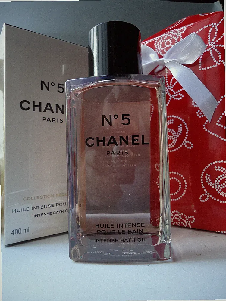CHANEL No5 Lt Ed Christmas Giftwrap Intense Bath Oil RIESIG 400ml Glasflasche Neu