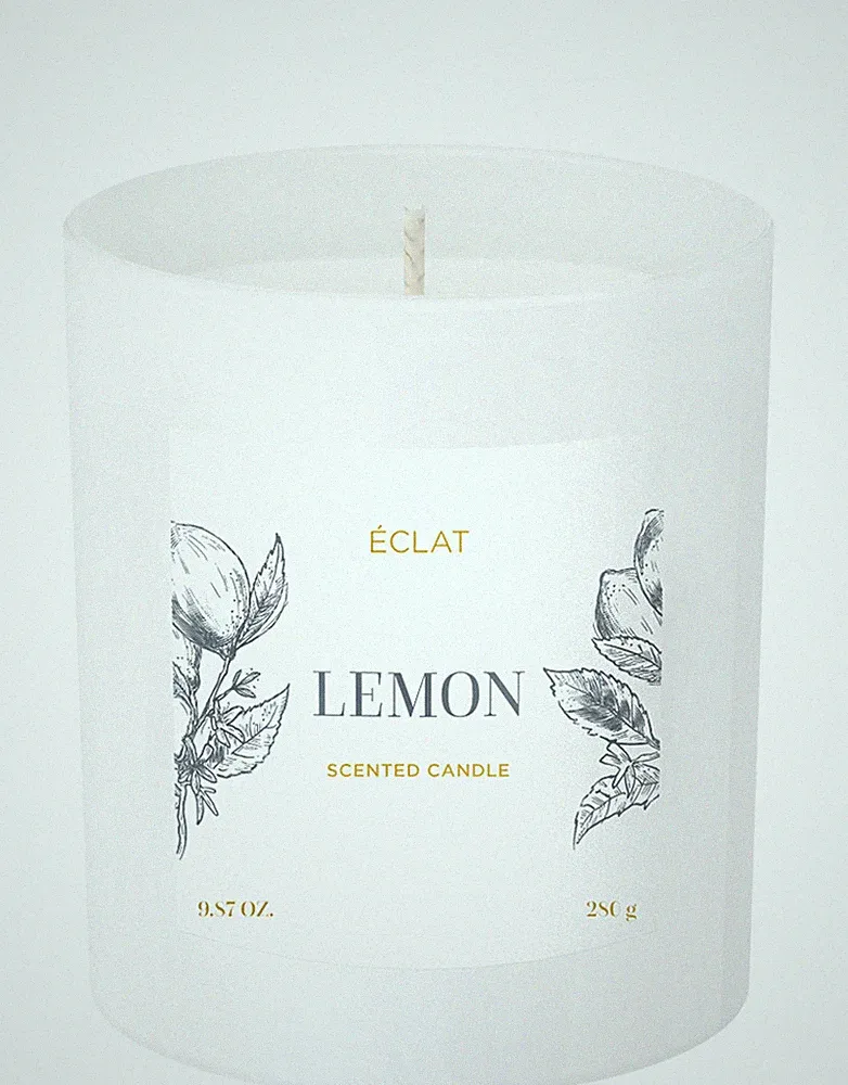 ÉCLAT Lemon Duftkerze - natürliches Sojawachs, Vegan, 280g Kerze, Geschenk, hand