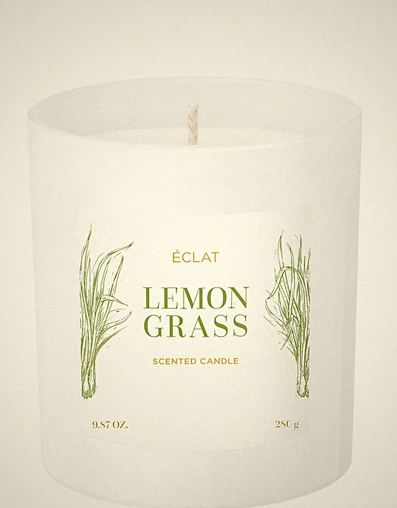 ÉCLAT Lemongrass Duftkerze - natürliches Sojawachs, Vegan, 280g Kerze, Geschenk