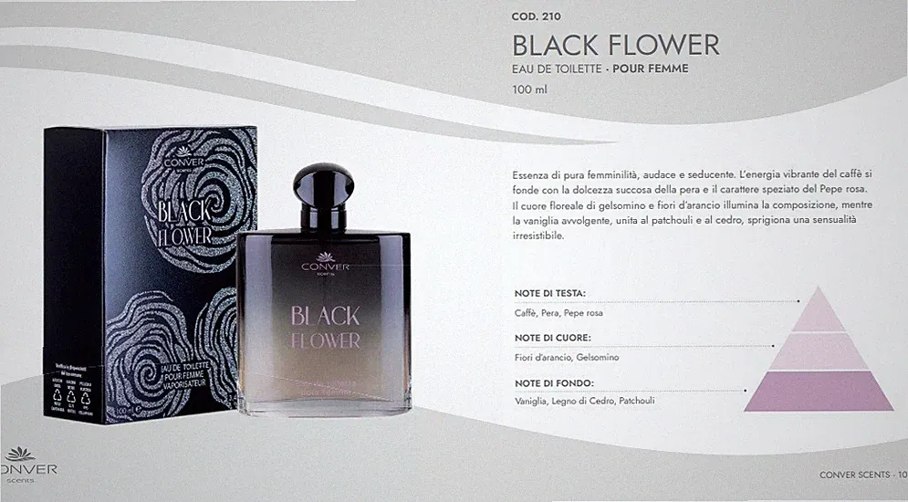 CONVER Black Flower EDT 100ml Eau de Toilette Damen Kaffee Pfeffer Rosa Duft