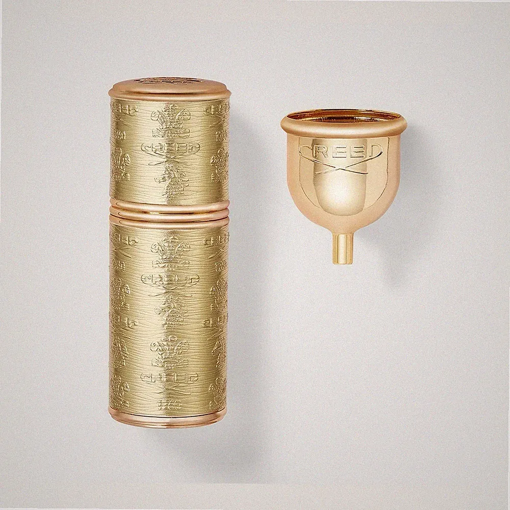 Creed Nachfüllbarer Reise Parfüm Zerstäuber 50ml Gold Leder Luxus Etui