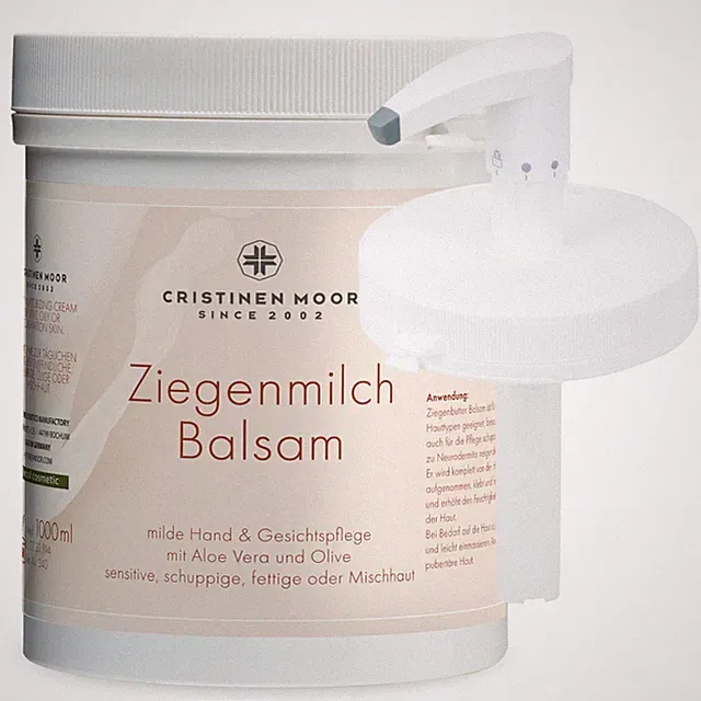 CRISTINEN MOOR Ziegenmilch Balsam - 1000ml mit Spender, Ziegenbutter Creme