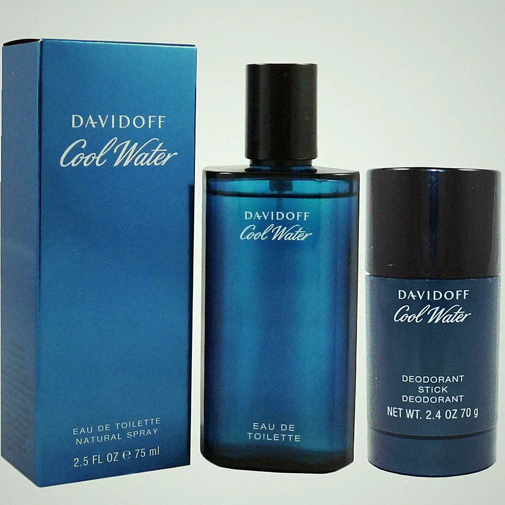 Davidoff Cool Water Man - Men 75 ml Eau de Toilette EDT & 75 ml Deostick Set