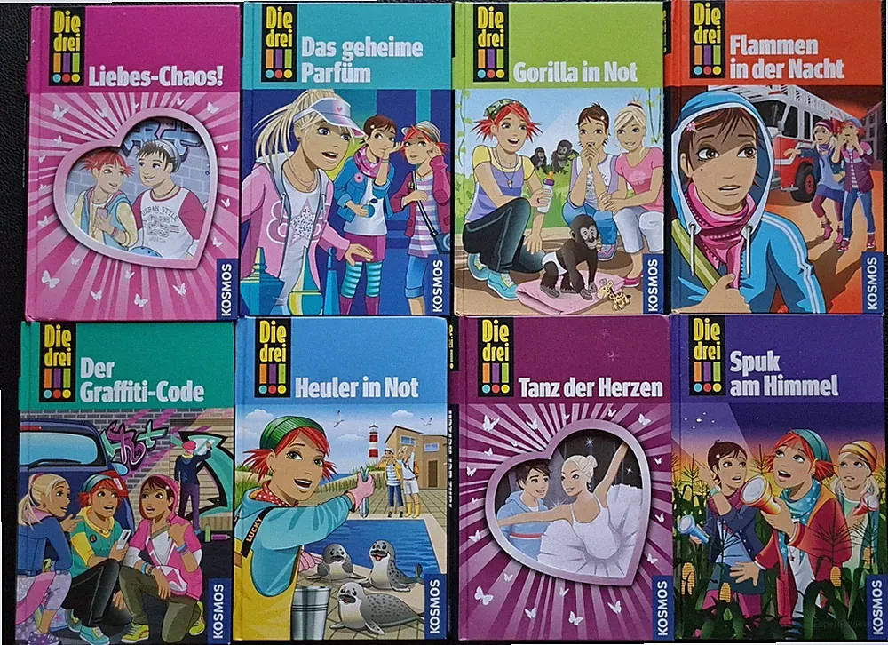 Die drei !!!, 8 x Bücher ,Das geheime Parfüm, Der Graffiti-Code, Heuler in Not