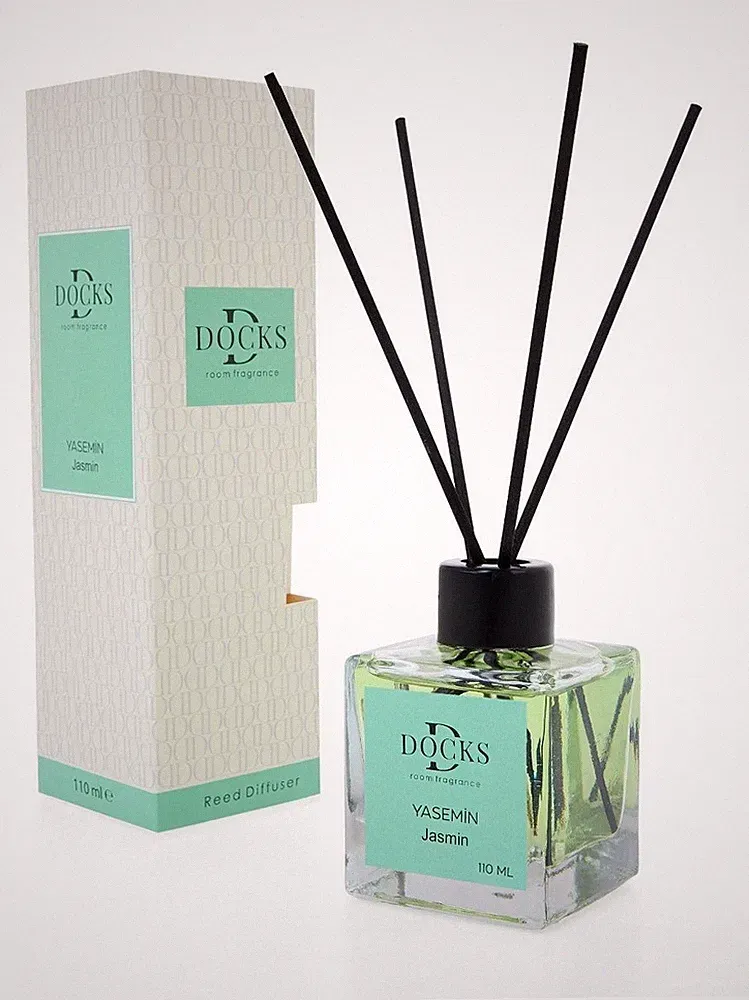 DOCKS Raumduft Diffuser mit Stäbchen – Verschiedene Düfte zur Wahl, 110ml Jasmin