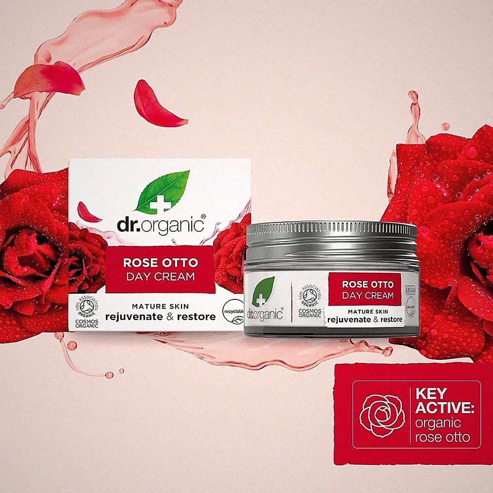 Dr.Organic Bioaktive Bio-Rosen Otto Öl Tagescreme Rosa Damascena 50 ml