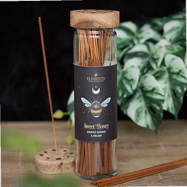 Dunkler Wald süßer Honig Duft Räucherstäbchen & Mondphasenmuster Halter