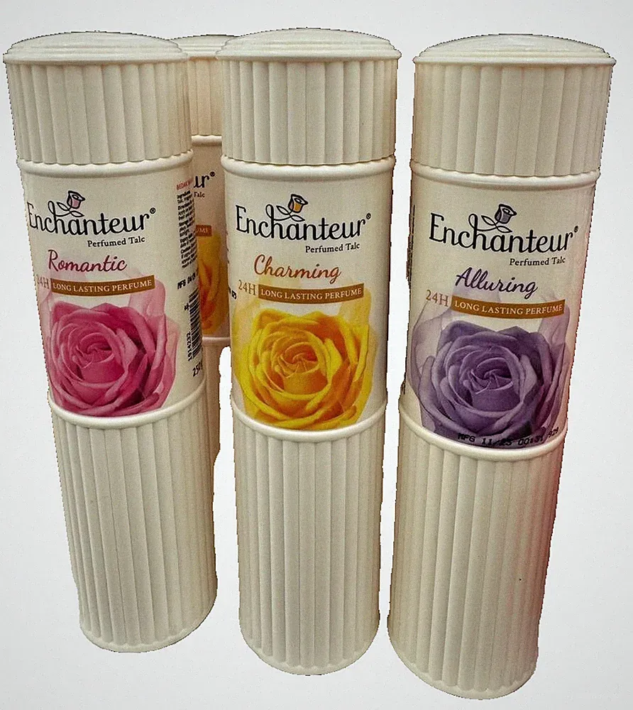 ENCHANTEUR Parfümierte Puder-Talkum Romantic 3x 250g Body Powder Weiß