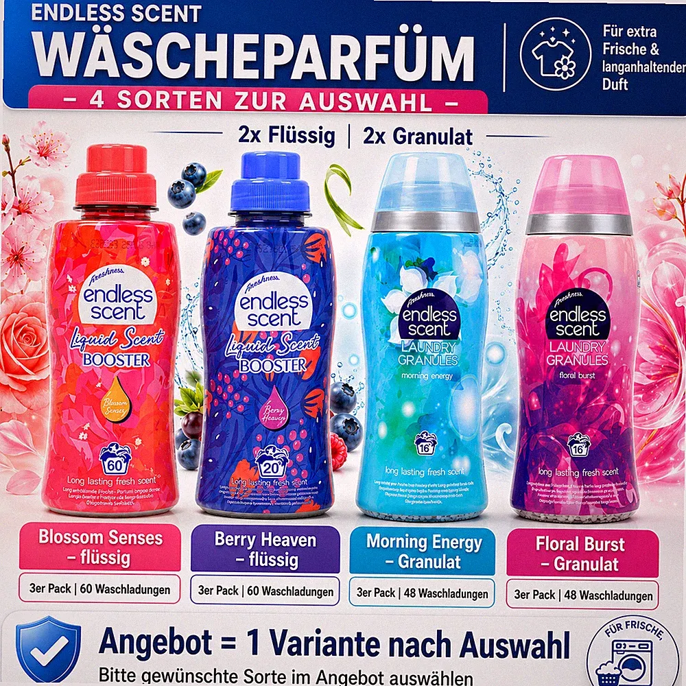 Endless Scent Wäscheparfüm Sparpack | Flüssig oder Granulat | 48/60WL | Duftwahl