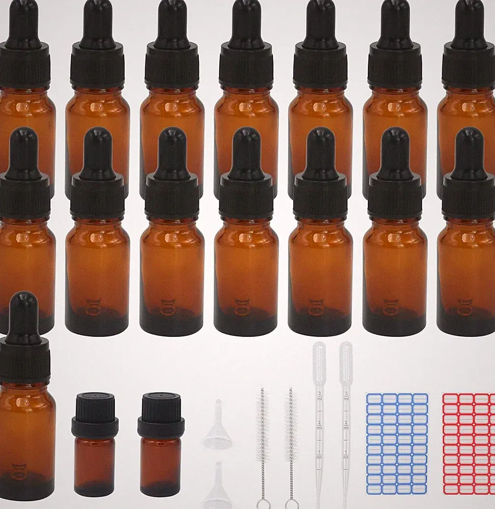 Episkey 15 Stück 10ml Pipettenflasche, Tropfflasche Braunglasflaschen Set inkl.