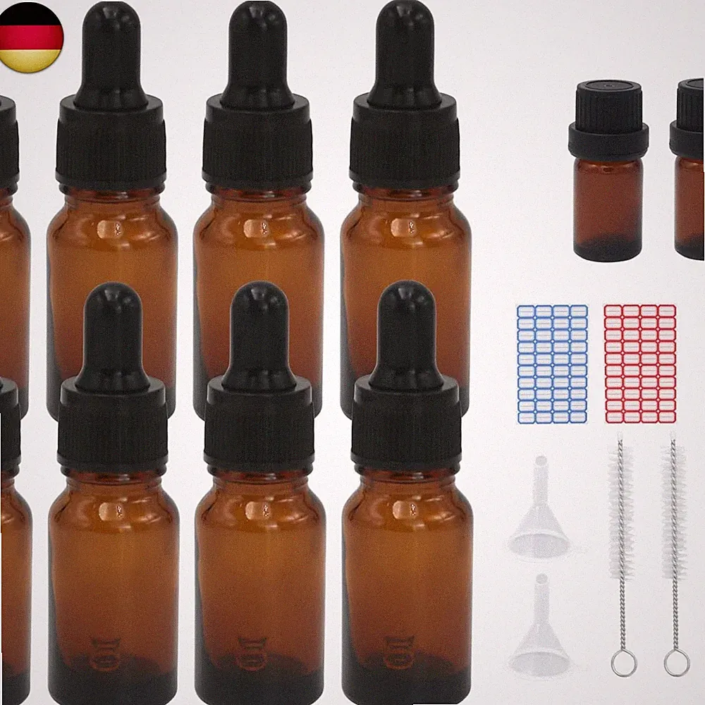 Episkey 8 Stück 30ml Pipettenflasche, Tropfflasche Braunglasflaschen Set inkl.