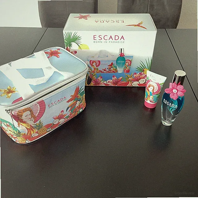 ESCADA Born In Paradise Set Parfum EDT 50ml Bodylotion 50ml Kühltasche NEU