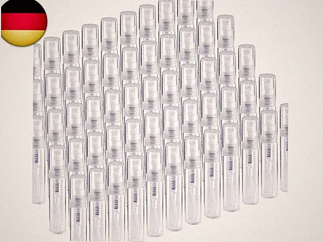 FANDAMEI 60 Stück 3 ml Mini Klarer Kunststoff Sprühflasche leer Süßer Parfüm Zer