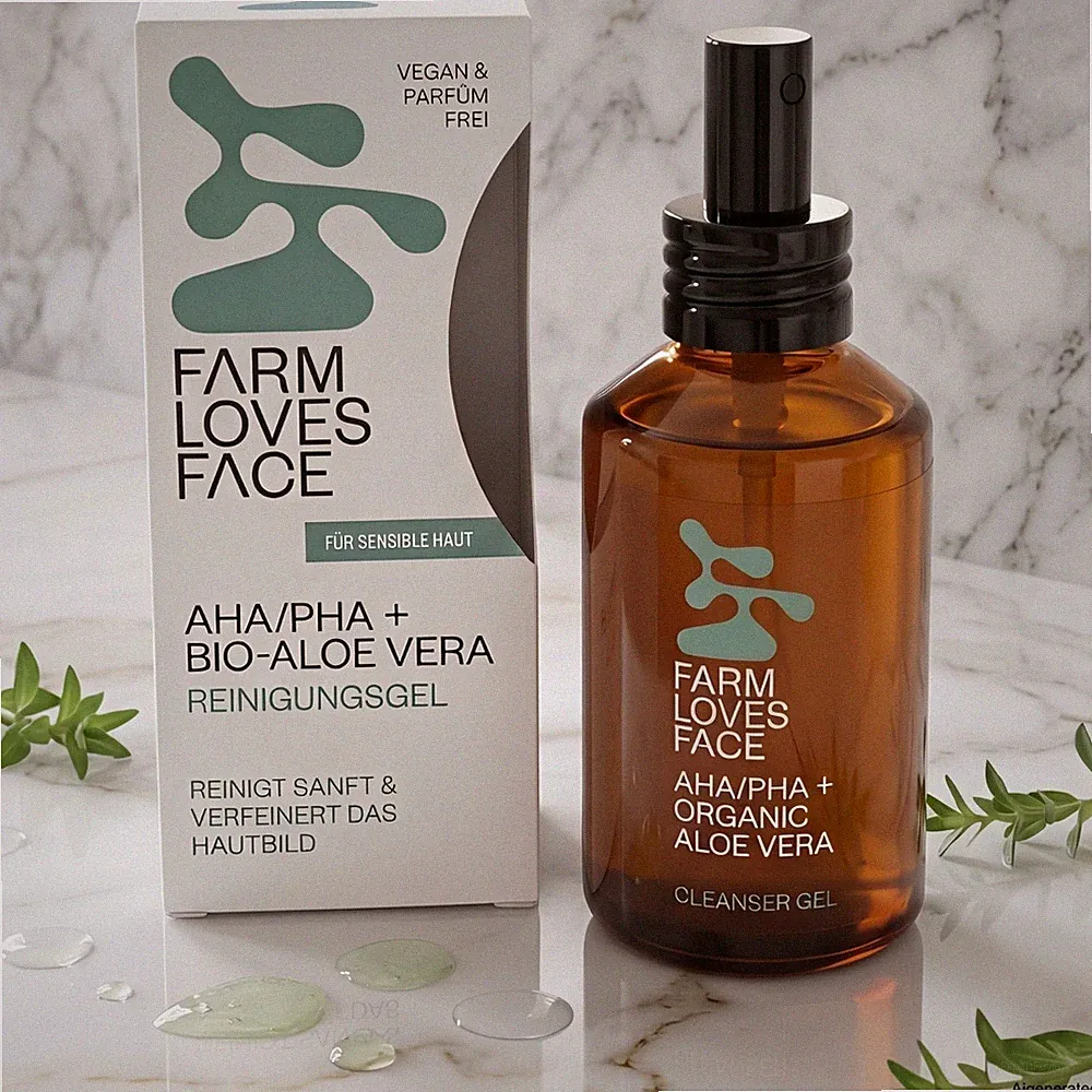 Farm Loves Face Reinigungsgel AHA/PHA & Bio Aloe Vera 120ml Sensible Haut Pflege