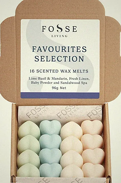 Favourites Selection Sojawachs Melts 16er Pack | Fresh Linen, Babypuder, Lime Basi