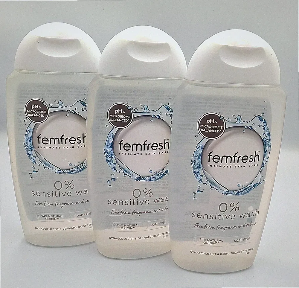 Femfresh 0% Sensitive Intimwäsche pH Balanced Duftfrei 250ml 3er Pack